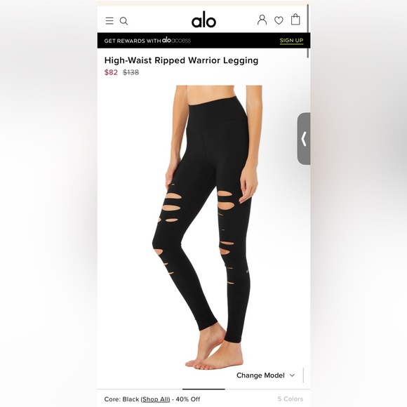 Alo Ripped Leggings. NWOT. Fits like medium - Picture 2 of 4